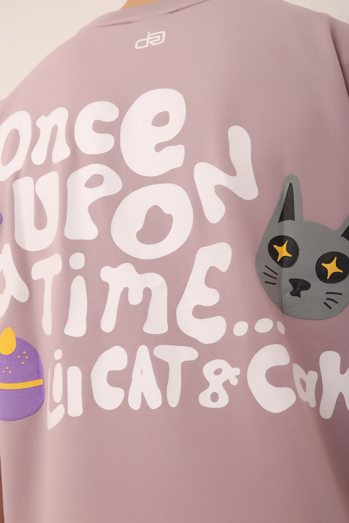 Cat Lavender Graphic Drop Shoulder Oversized T-Shirt Men