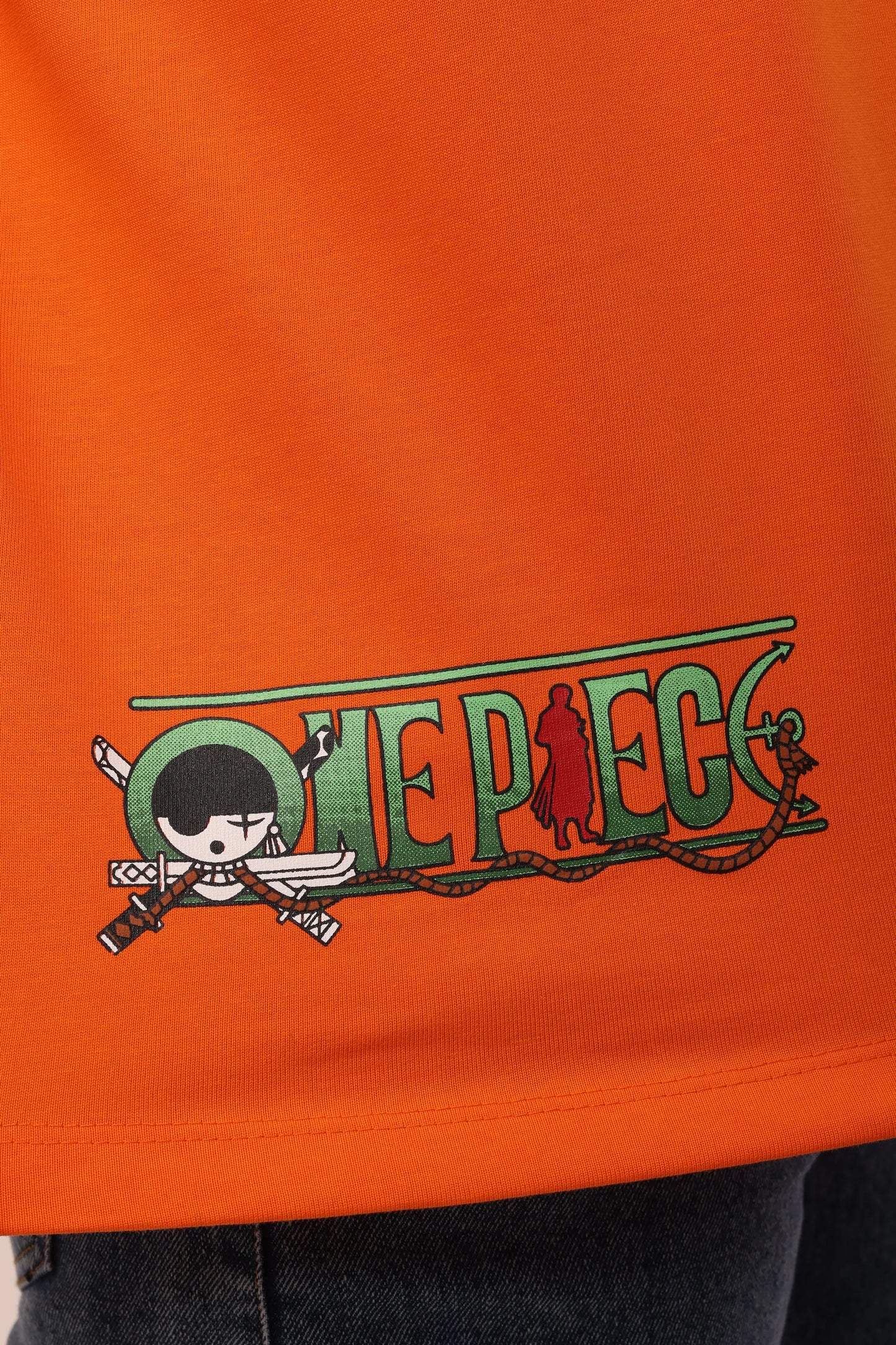 Zoro Orange Graphic Drop Shoulder Oversized T-Shirt Men