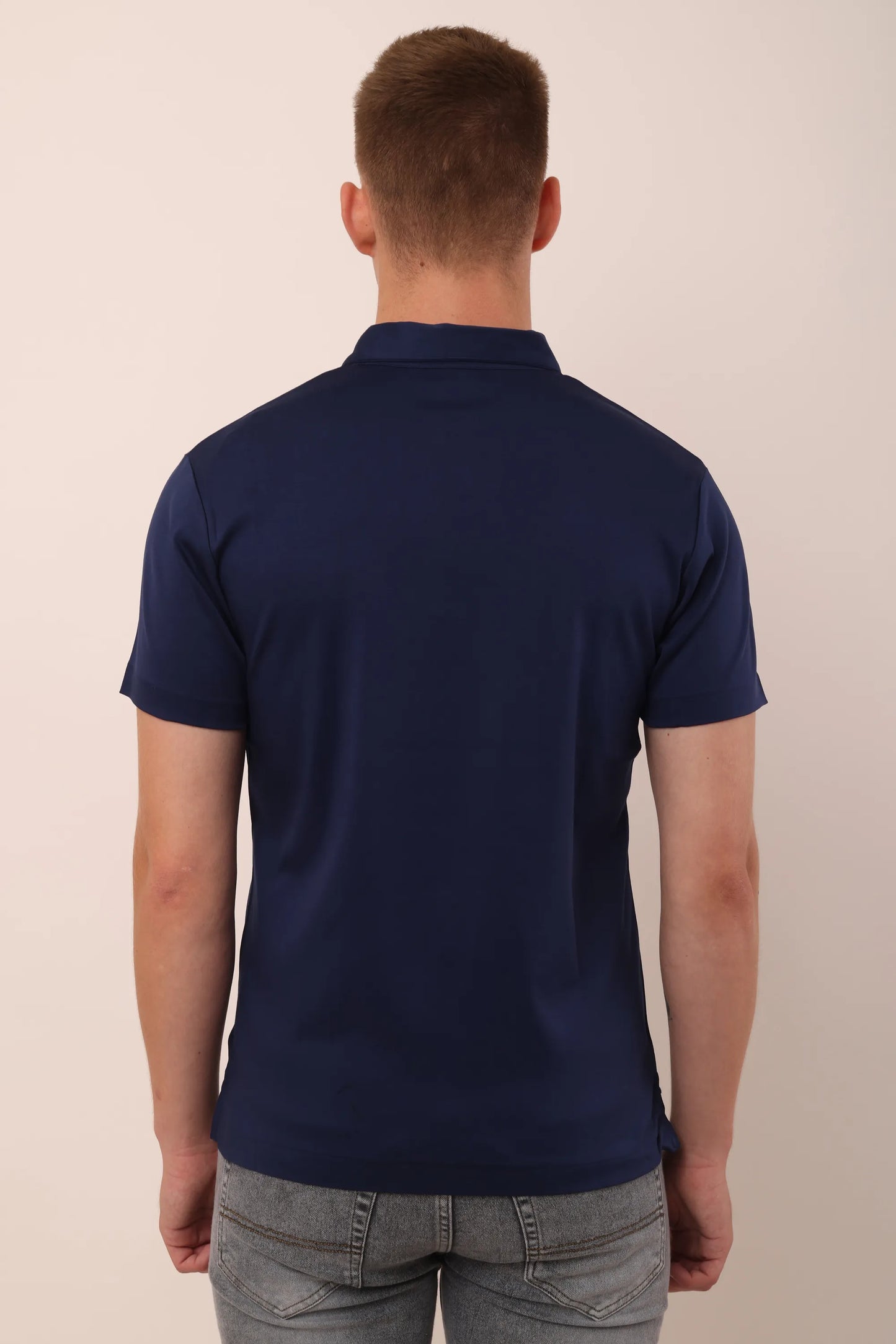 Supima Blue Polo Neck T-Shirt Men