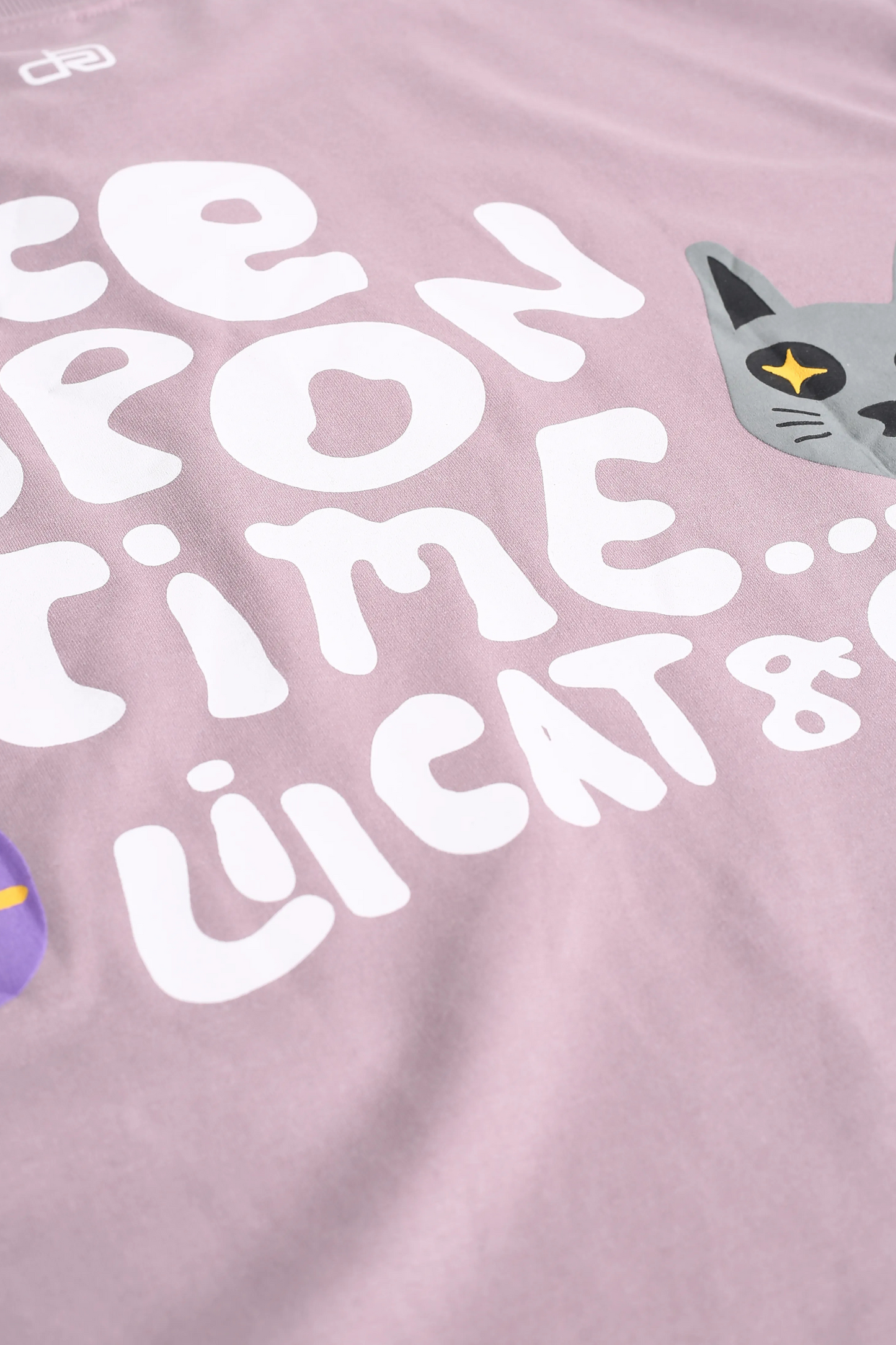 Cat Lavender Graphic Drop Shoulder Oversized T-Shirt Men