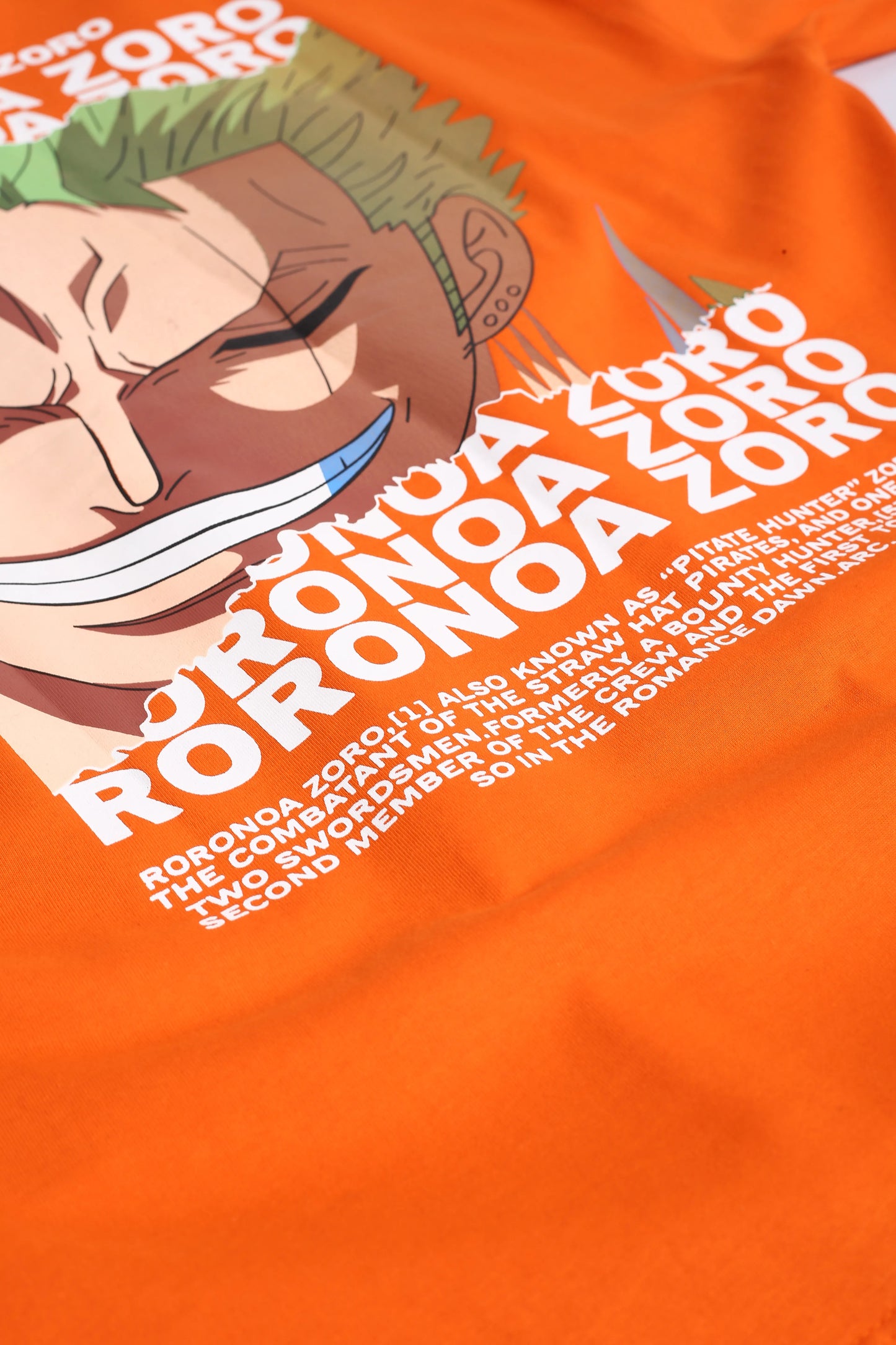 Zoro Orange Graphic Drop Shoulder Oversized T-Shirt Men