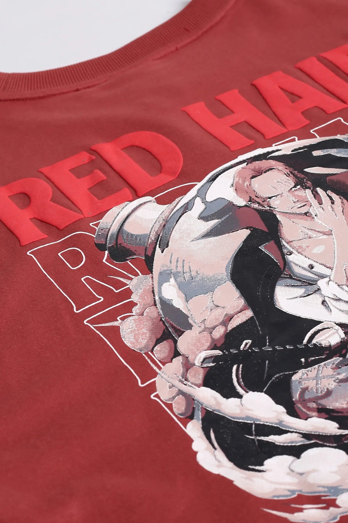 Red Graphic Drop Shoulder Oversized Puff Print T-Shirt Men