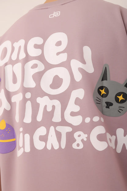 Cat Lavender Graphic Drop Shoulder Oversized T-Shirt Men