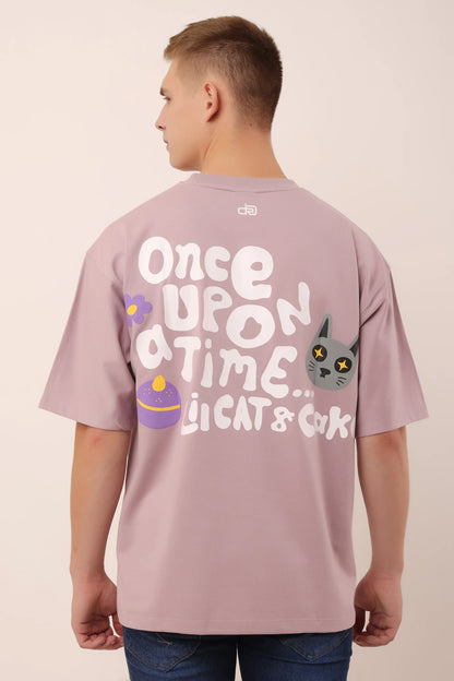 Cat Lavender Graphic Drop Shoulder Oversized T-Shirt Men