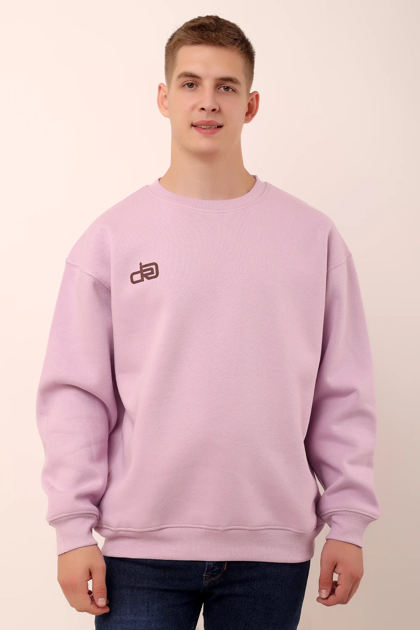 Crow Lavender Graphic Drop Shoulder Oversized 3D Puff Print Sweatshirt Men