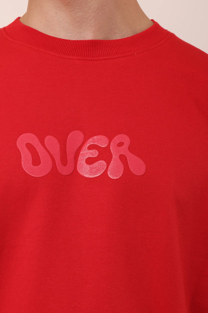 Over Red Graphic Drop Shoulder Oversized T-Shirt Puff Print Men