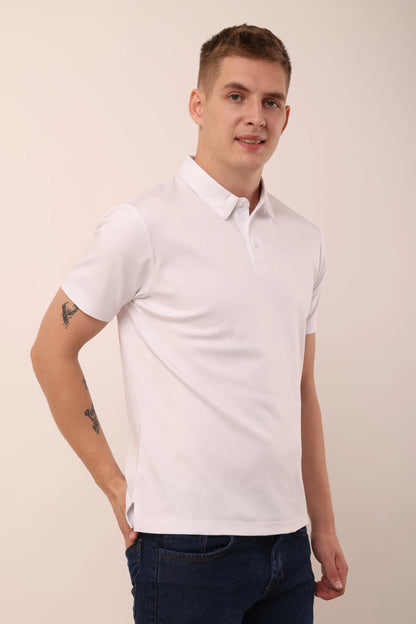 Supima White Polo Neck T-Shirt Men