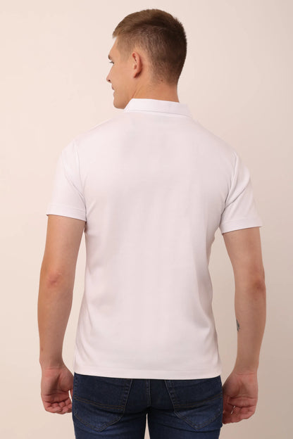 Supima White Polo Neck T-Shirt Men