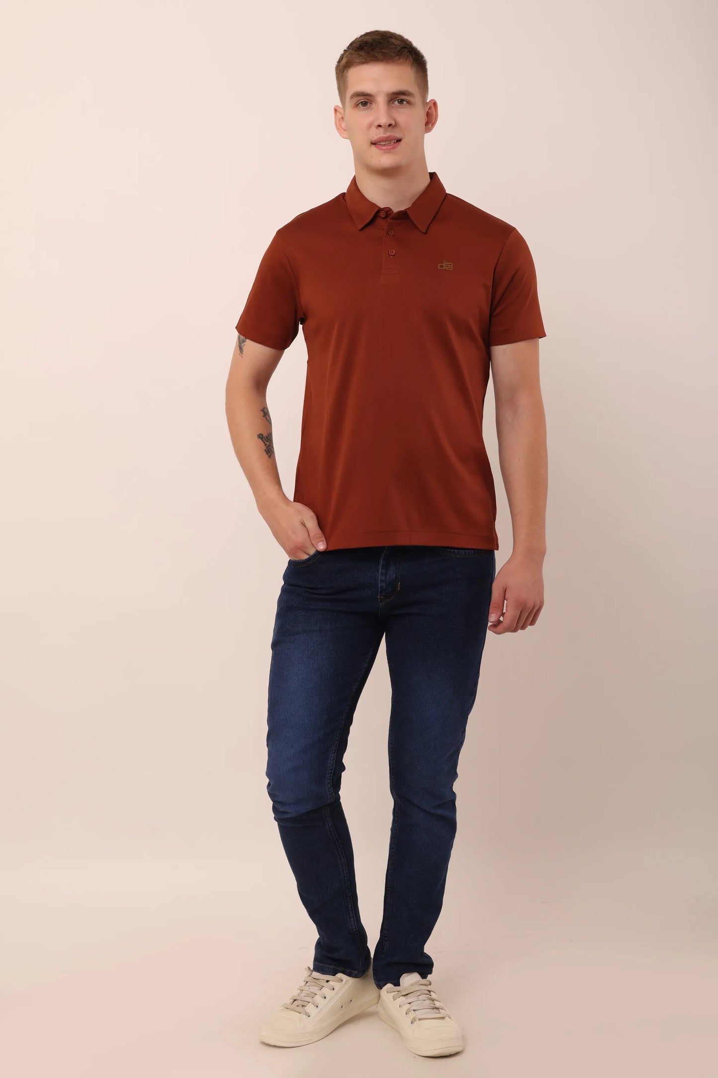 Supima Brown Polo Neck T-Shirt Men