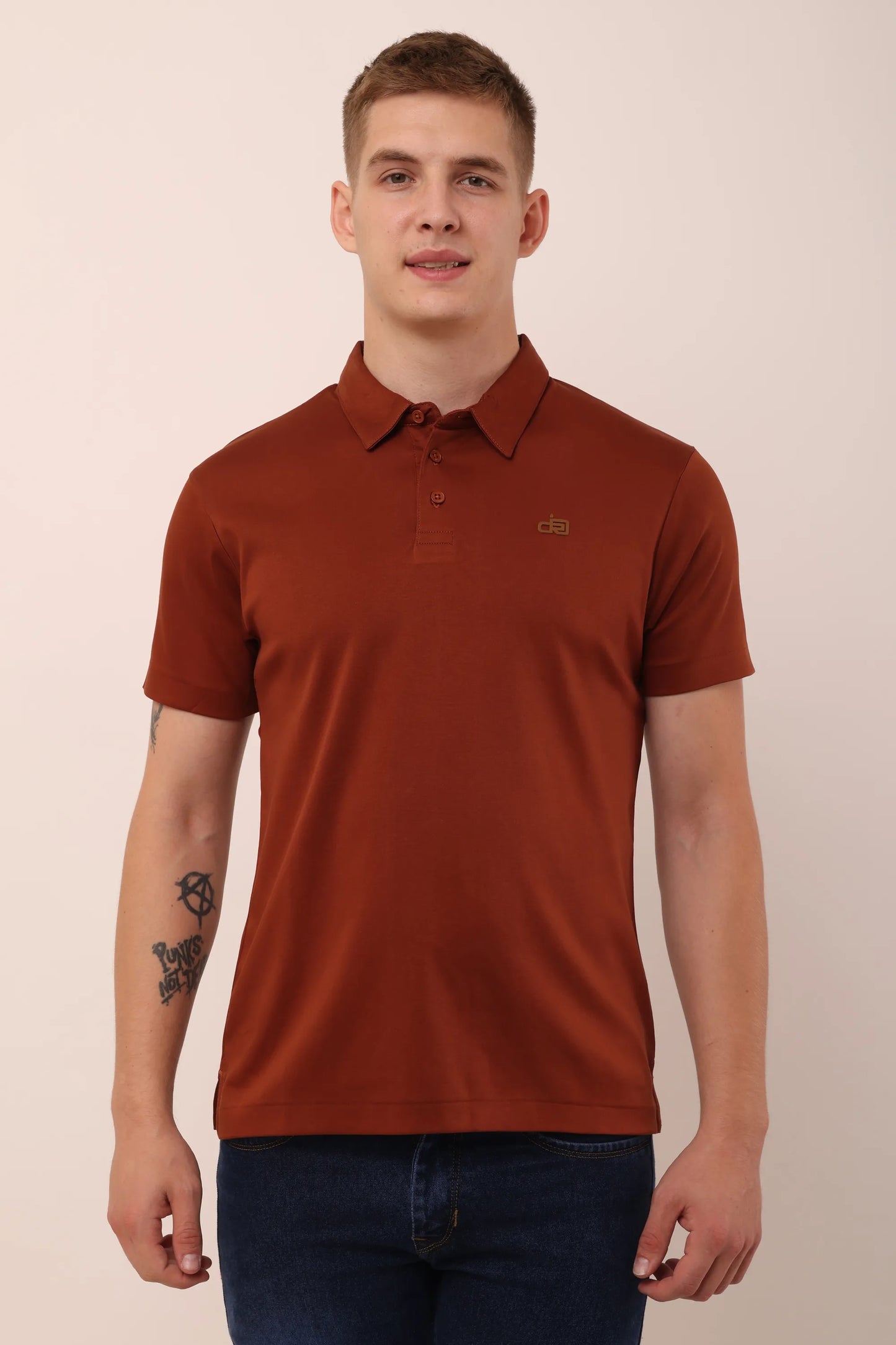 Supima Brown Polo Neck T-Shirt Men