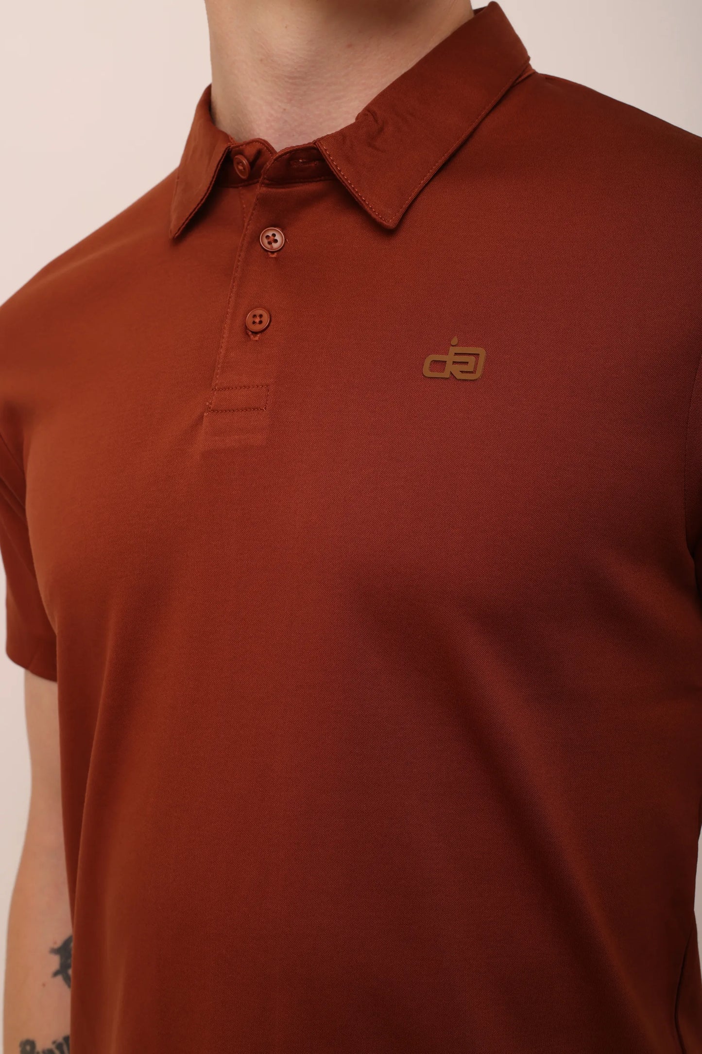 Supima Brown Polo Neck T-Shirt Men