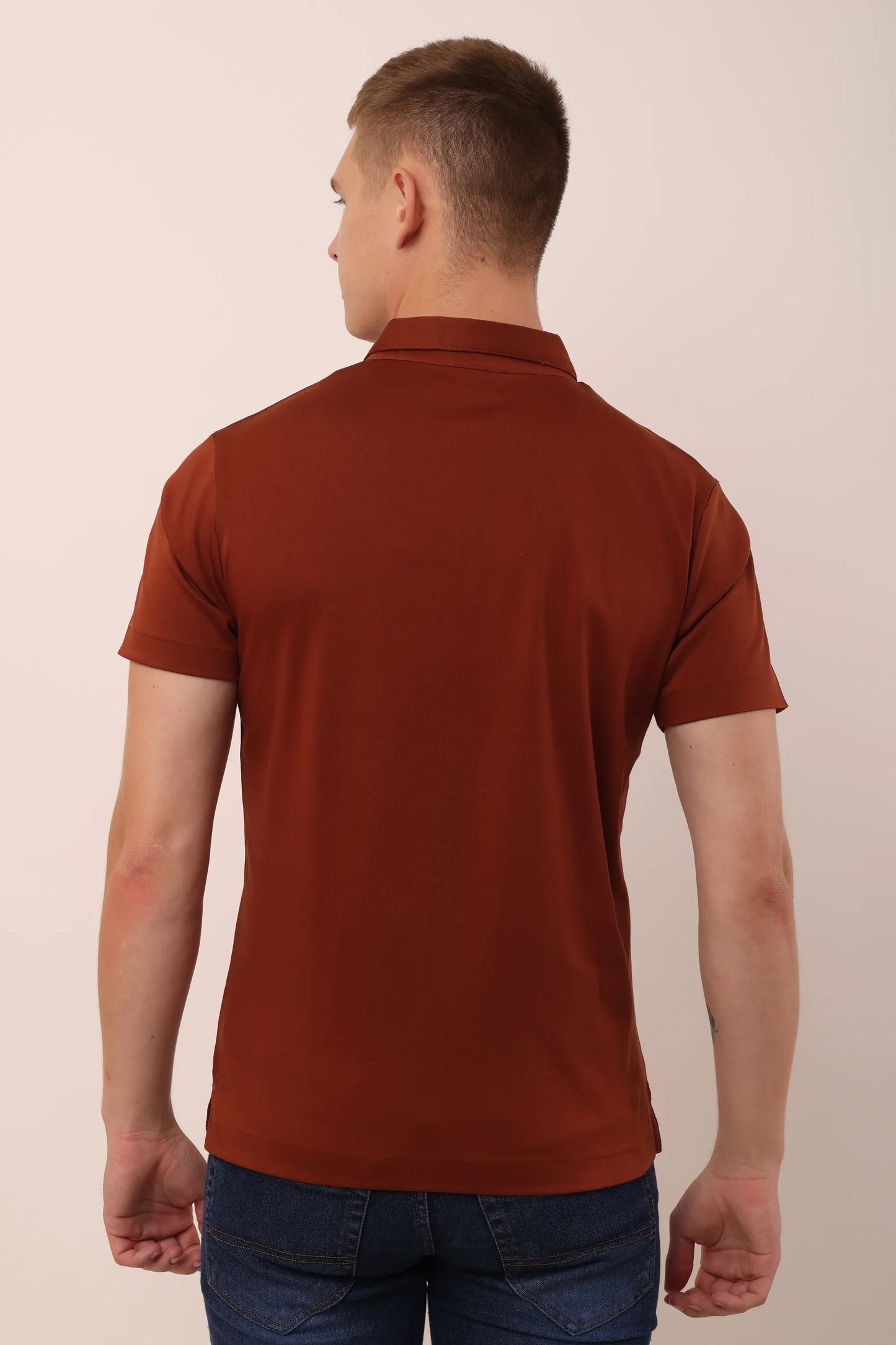 Supima Brown Polo Neck T-Shirt Men