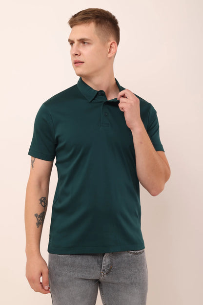 Supima Green Polo Neck T-Shirt Men