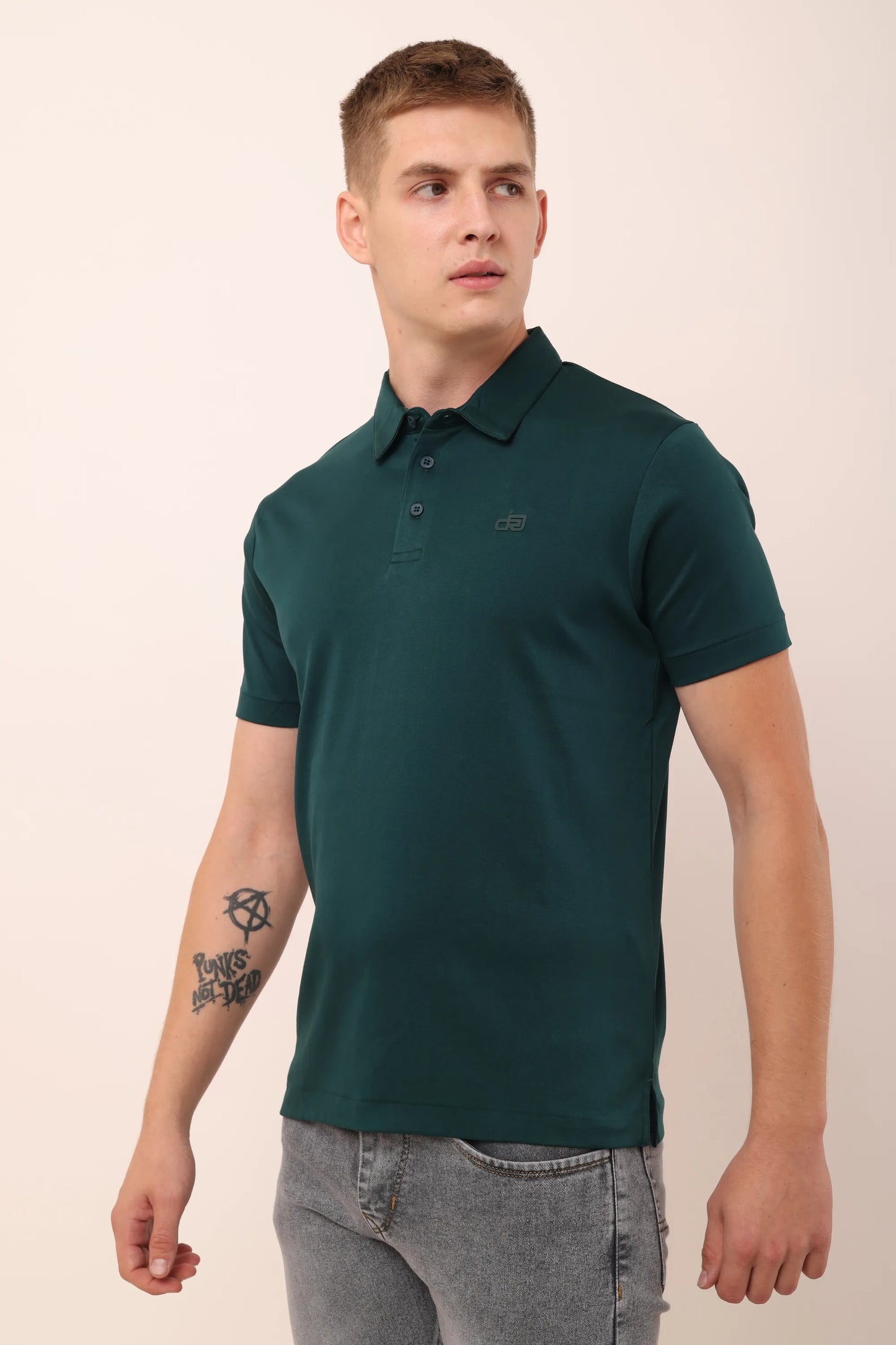 Supima Green Polo Neck T-Shirt Men