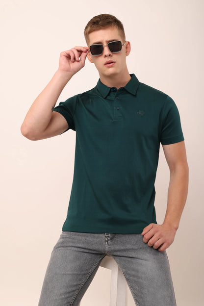 Supima Green Polo Neck T-Shirt Men