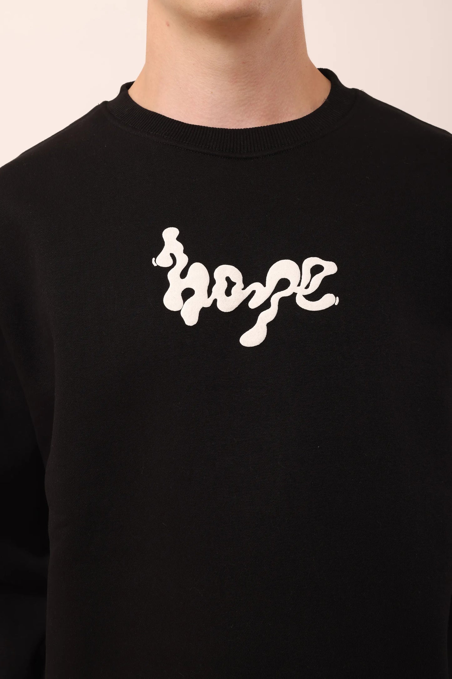 Hope Black Graphic Drop Shoulder Oversized 3D Puff Print Sweatshirt Men