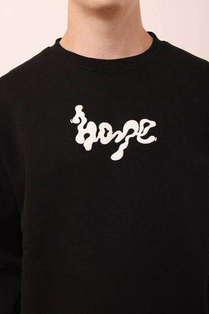 Hope Black Graphic Drop Shoulder Oversized 3D Puff Print Sweatshirt Men