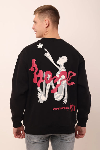 Hope Black Graphic Drop Shoulder Oversized 3D Puff Print Sweatshirt Men