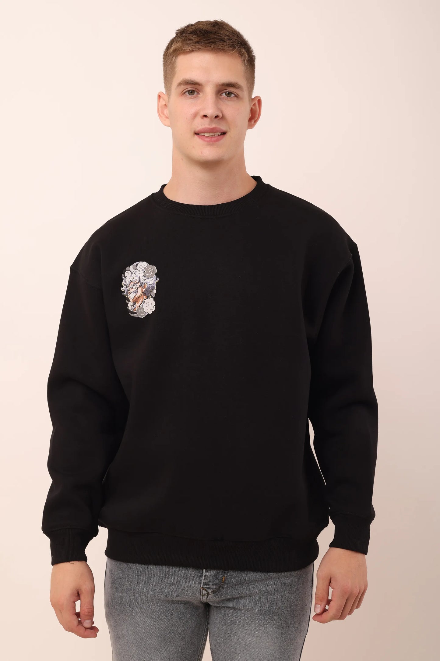 Dragon Black Graphic Drop Shoulder Oversized Digital Print Sweatshirt Men