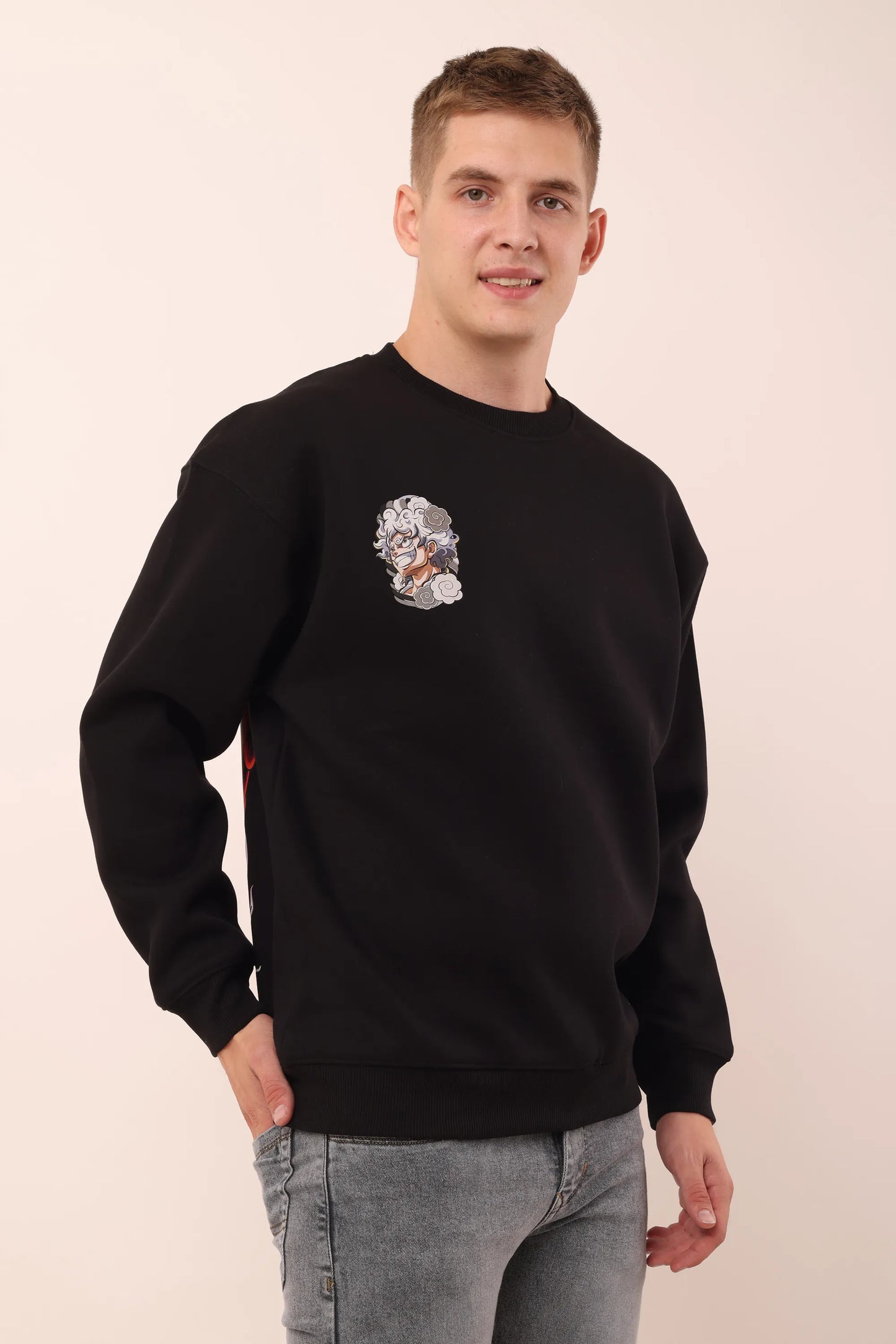 Dragon Black Graphic Drop Shoulder Oversized Digital Print Sweatshirt Men