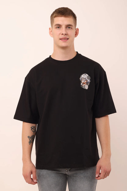 Dragon Black Graphic Drop Shoulder Oversized T-Shirt Printed Men