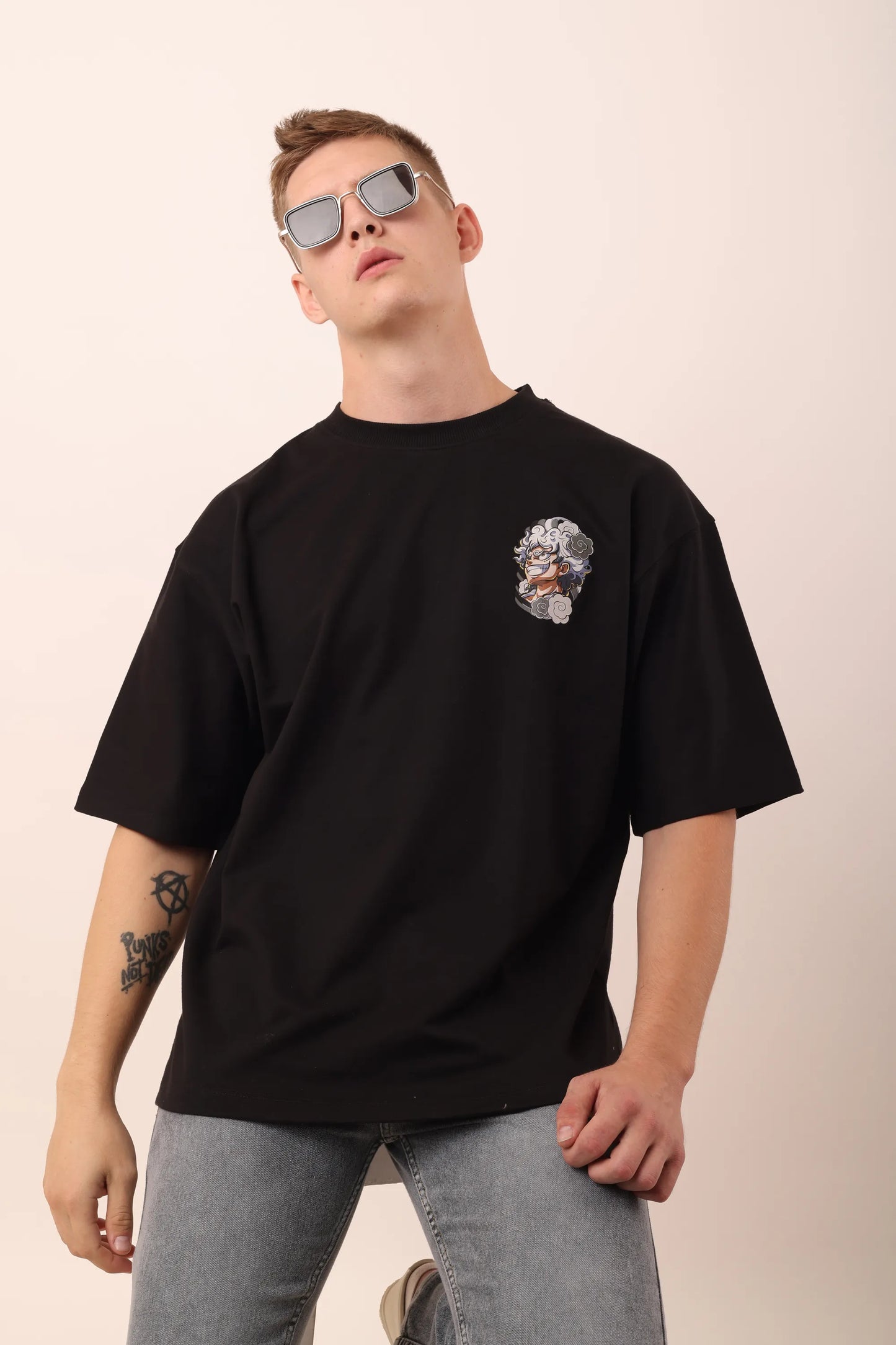 Dragon Black Graphic Drop Shoulder Oversized T-Shirt Printed Men