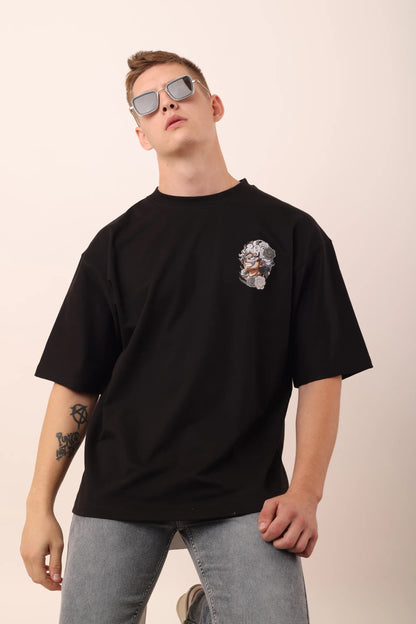 Dragon Black Graphic Drop Shoulder Oversized T-Shirt Printed Men