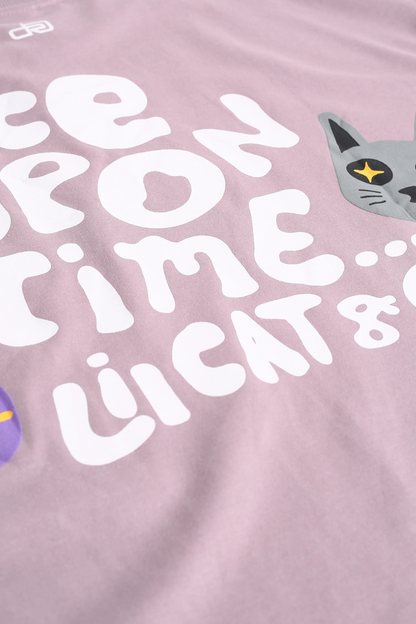 Cat Lavender Graphic Drop Shoulder Oversized T-Shirt Men