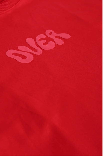 Over Red Graphic Drop Shoulder Oversized T-Shirt Puff Print Men