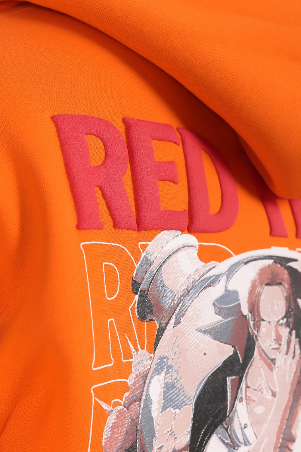 Anime Orange Graphic Drop Shoulder Oversized Digital 3D Puff Print Hoodie Men