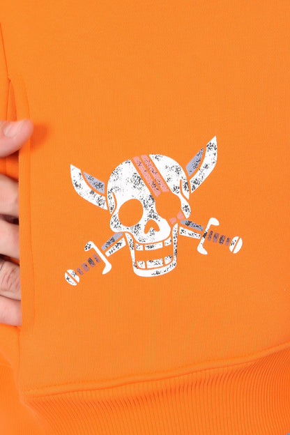 Anime Orange Graphic Drop Shoulder Oversized Digital 3D Puff Print Hoodie Men