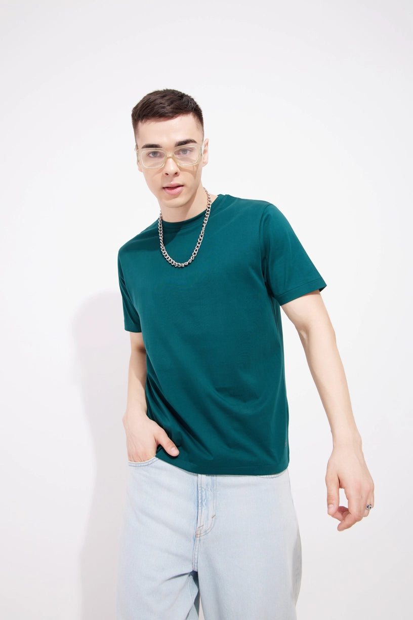 Supima Premium Green Crew Neck T-Shirt Men