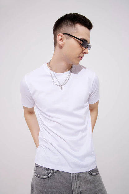 Supima Premium White Crew Neck T-Shirt Men