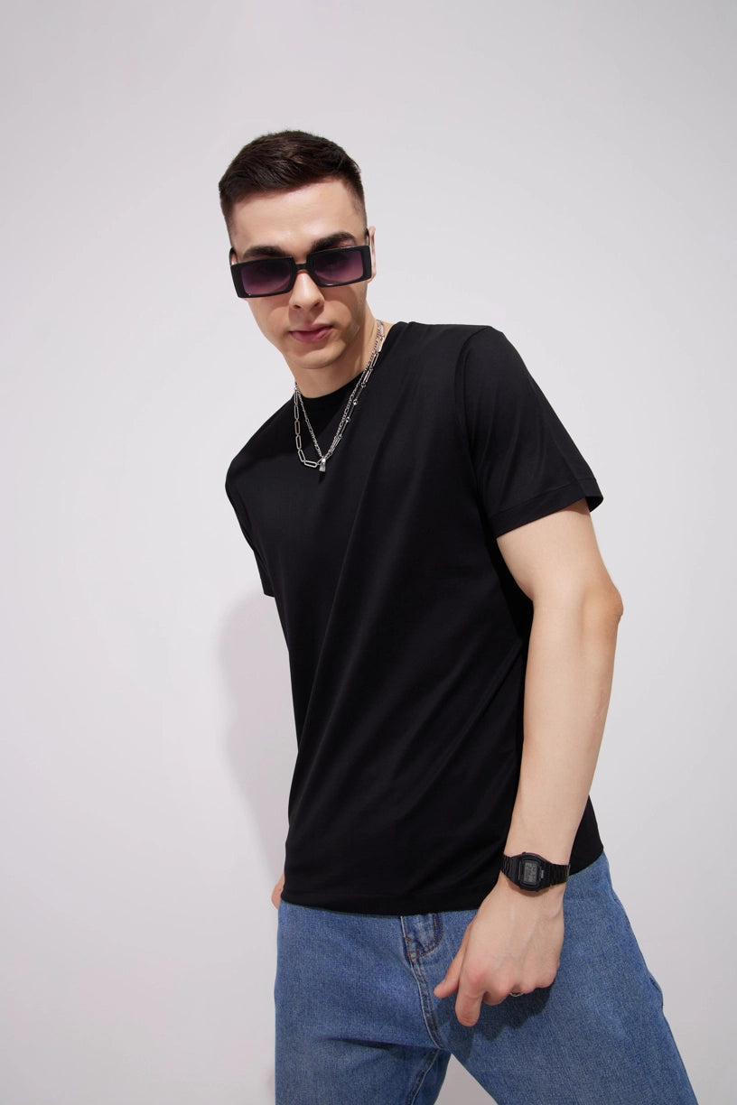 Supima Black Crew Neck T-Shirt Men